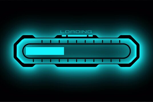 Cyberpunk Vibrant neon loading bar animation  on background transparent 4k