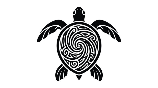 Black turtle with swirling shell design