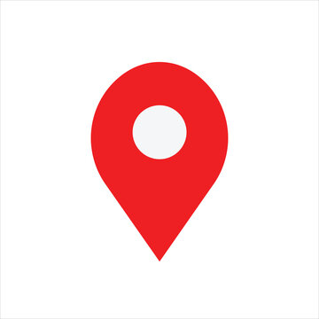 Red map pin icon with a and a circular cutout