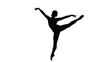 Ballerina In Mid Leap Pose Black Silhouette dancer © MDShawon