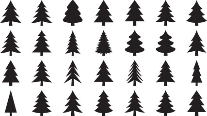 Fototapeta premium Collection of various pine tree silhouettes