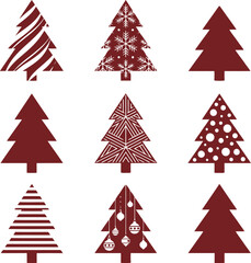 Obraz premium Set of nine decorative christmas trees