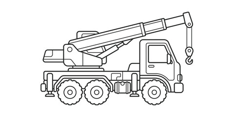 Line drawing of a mobile truck crane © Ruhina
