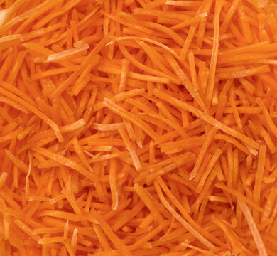 Close up of carrots cut into strips