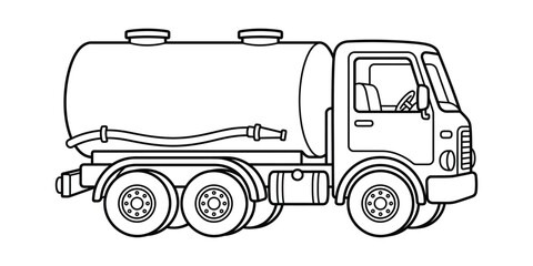 Line drawing of a large industrial tanker truck © Ruhina