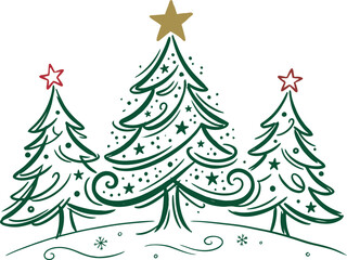 Obraz premium Three decorated christmas trees