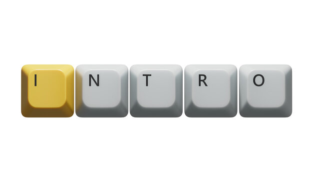 Computer keyboard keys with INTRO business word.close up of Computer keyboard keys,Business Concept.Supports PNG files with transparent backgrounds.