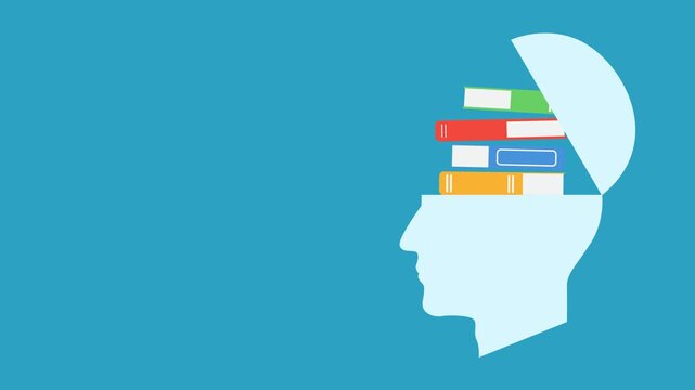 education and learn profile and books animation