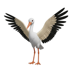Fototapeta premium Cartoon Stork with Wings Spread