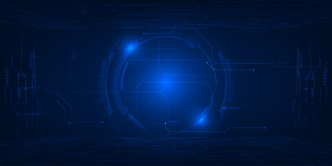 Abstract futuristic digital hi tech background with tech circle and line.Vector illustrations. © Alleachday