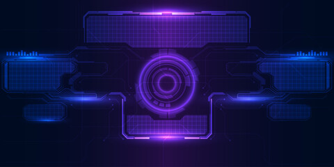 Abstract futuristic digital hi tech background with tech circle and frame and empty space grid panel.Vector illustrations. © Alleachday