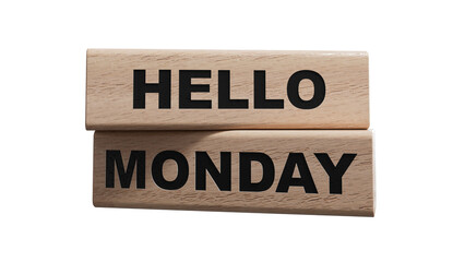 Hello monday - words from wood cubes with letters, hello monday concept.Supports PNG files with transparent backgrounds. © bo