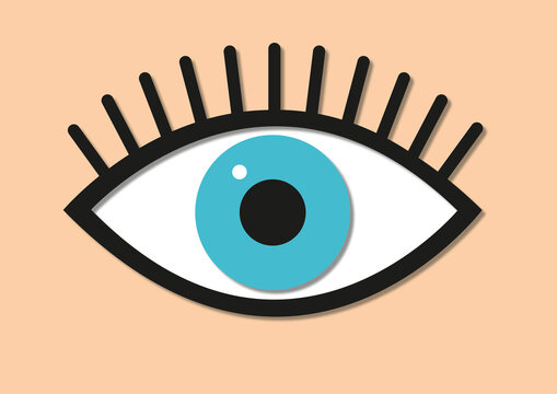 Blue eye with lashes, illustration
