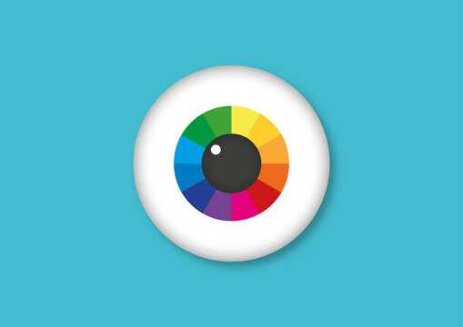 Eyeball colour wheel, conceptual illustration