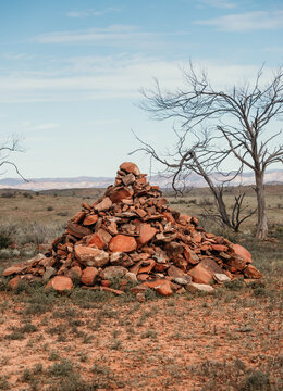 A pile of red desert rocks in the outback