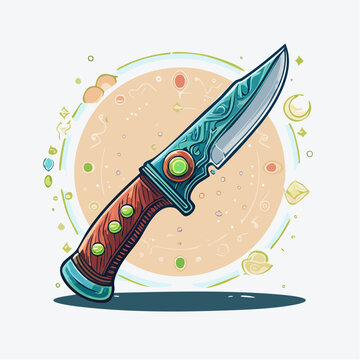 Ornate Knife with Decorative Blade and Handle