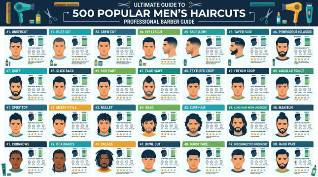 Comprehensive Visual Guide to Contemporary and Classic Men's Haircuts for Professional Barbers and Grooming Enthusiasts