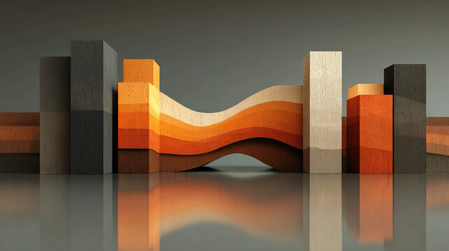 Conceptual layering - Abstract stacked forms conceptual depth visual energy strata dynamic composition minimalistic representation expressive symbolic multi-level abstraction