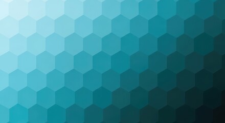Fototapeta premium Abstract blue geometric hexagon pattern with smooth gradient light and dark