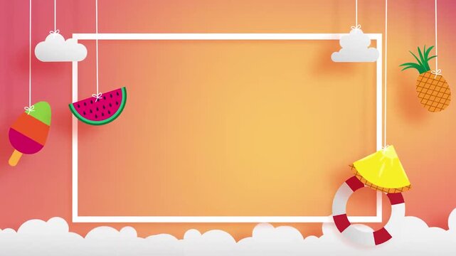Summer Vacation Fun with Tropical Fruits and Ice Cream Decorations.