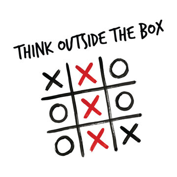 Think outside the box tic tac toe creative concept graphic t shirt design with t shirt apparel t-shirt design apparel clothing print
