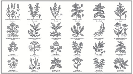 Vintage Botanical Illustration Collection: Herbs and Spices © ati