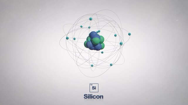 Seamlessly Looped Animated Silicon Atom - Element Periodic Table