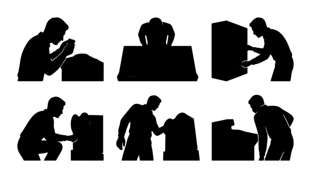 Person working with electronic components and tools, close up silhouette Vector
