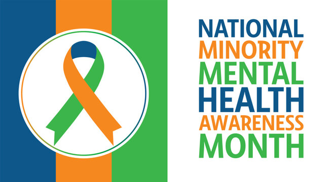 National Minority Mental Health Awareness Month background, banner, poster and card design template celebrated in July.