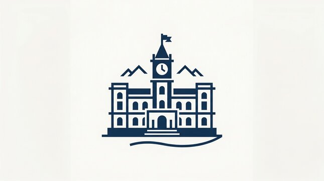 icon of a large building with a clock tower.