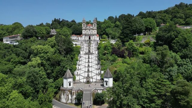 Aerial View of Bom Jesus do Monte Sanctuary in Braga Portugal
