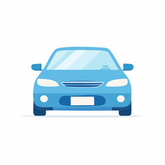 Fototapeta premium Blue Sedan Car Front View Illustration