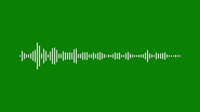 White sound waves meter audio waves rhythm isolated on green background.Lines audio wave visualisation.White line sound waveform,alpha channel.4k animation