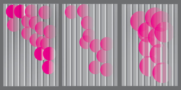 Abstract pink shapes on striped background isolated on white background, Vector