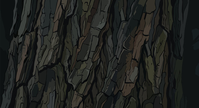 Close Up Detailed Stylized Tree Bark Texture Pattern Background Illustration for Forest Environments