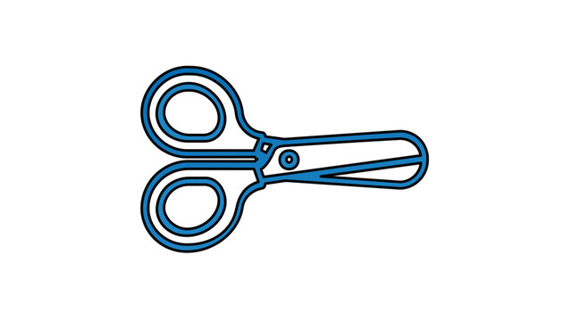 Closed blunt tip safety scissors line icon vector illustration, perfect for preschool education and back-to-school themes. A clean, minimalist graphic for children's stationery and supplies.