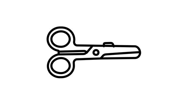 Vector icon of closed blunt tip safety scissors for kids, featuring an editable stroke for customization. This minimalist school supply illustration is perfect for education-themed designs.