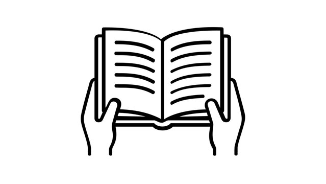 Elegant Open Reading Book Line Icon Vector. This Minimalist Illustration Features a Hardcover Design, Perfect for Representing Literature, Learning, and Intellectual Growth in Any Medium.