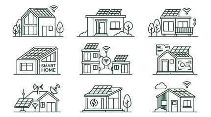 Fototapeta premium Smart Home Icons: Sustainable Energy and Modern Living Technology