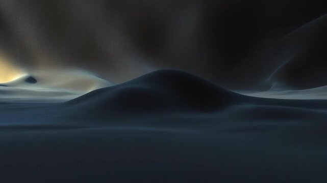 Smooth dark dunes in soft abstract style on a shadowy background, concept of mystery and tranquility and depth