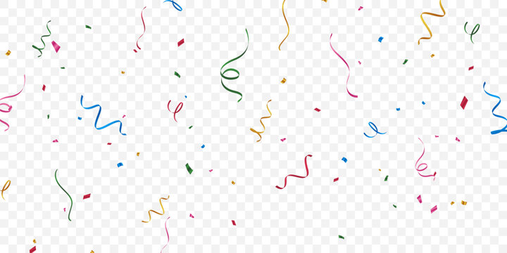 The background is adorned with colorful confetti, perfect for celebrations. A beautiful festive decoration vector illustration.
