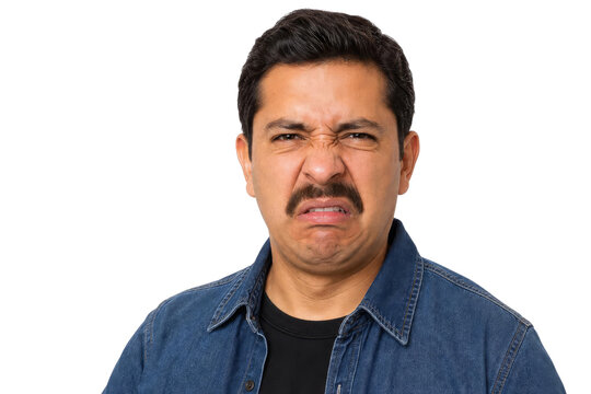 Portrait of Man with Mustache Making Disgusted and Repulsed Face Expression