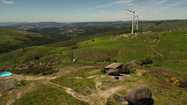 Aerial View of Casa do Penedo Boulder House in Portugal