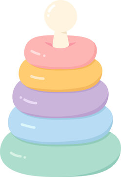 Pastel Stacking Rings Toy Illustration