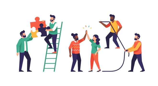 Diverse group of people working together.