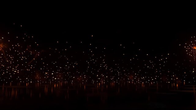 3D Burning Fire Be Right Back Intermission Screen with Glowing Sparks, Dissolving Embers and Reflective Floor