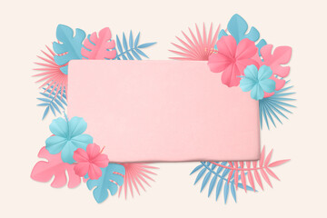 3D flower frame, pastel tropical summer © Rawpixel.com