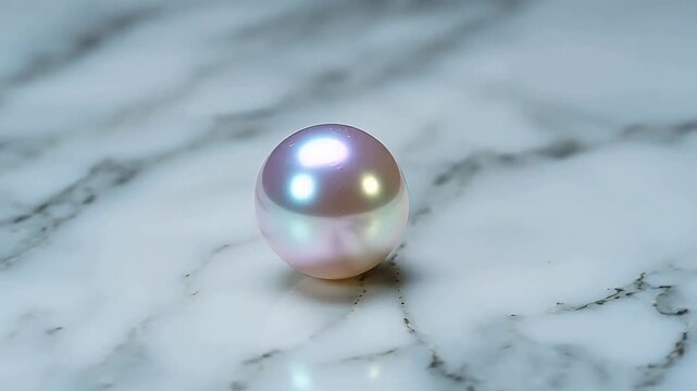 Luxury Product Immersion: Iridescent Sphere on Marble Surface