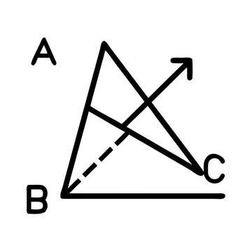 Geometric triangle figure with lines and letters for math education  various angles shown