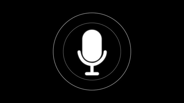 Voice recording podcast mic microphone button icon animation. audio microphone icon animation